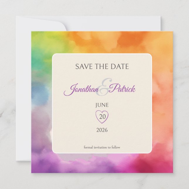 Reserve A Data Orgulho LGBTQ Casamento Amor é Amor Arco-íris (Frente)
