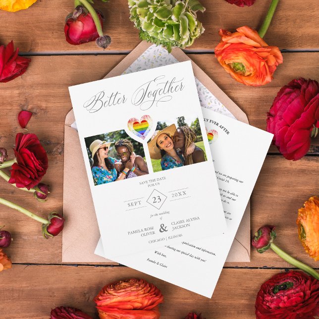 Reserve A Data Orgulho Melhor Junto Rainbow LGBT Heart 2 Fotos (Criador carregado)