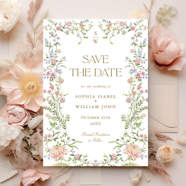 Reserve A Data Ornamentado Grace Pastel Blush Casamento Floral (Criador carregado)