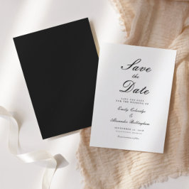 Reserve A Data Ornamentado Script Black White Formal Salvar Data