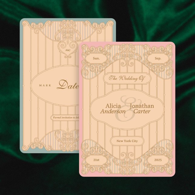 Reserve A Data Ornate Art Nouveau Wedding Save The Date (Criador carregado)