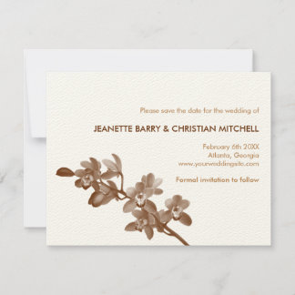 Reserve A Data Orquídea amante do casamento moderno marrom salve