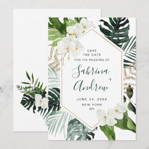 Reserve A Data Orquídea Branca Elegante Casamento Boêmio Verde