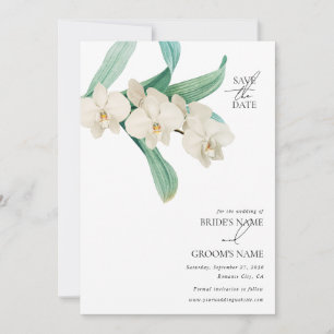 Reserve A Data Orquídeas Brancas em Aquarela para Casamento Flora