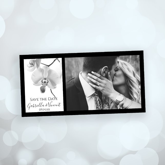 Reserve A Data Orquídeas Negras e Brancas Casamento Salvem a Data (Set the tone for your elegant marriage ceremony and reception with this orchid inspo)