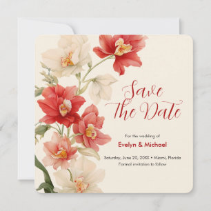 Reserve A Data Orquídeas Vermelhas Elegantes Salvem a Data