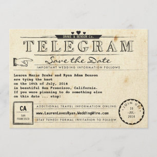 Reserve A Data Os corações das viagens vintage do telegrama