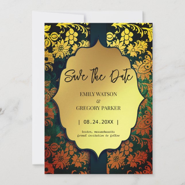 Reserve A Data Ouro antigo quadro antigo salvo a data (Frente)