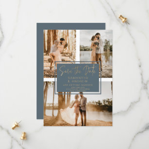 Reserve A Data Ouro azul salve data 3 foto grade colagem