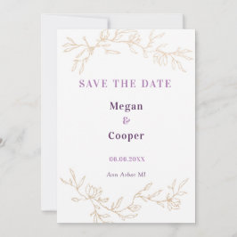 Reserve A Data Ouro Branches Casamento Design Lavander
