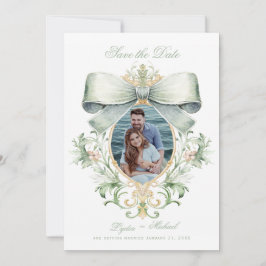 Reserve A Data Ouro Elegante com Arco Verde | Foto