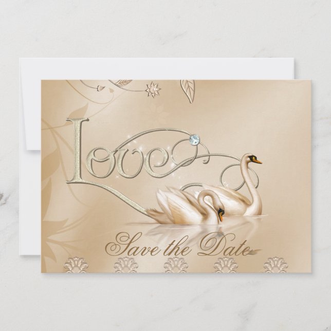 Reserve A Data Ouro elegante Swans Formal Salvar Data (Frente)