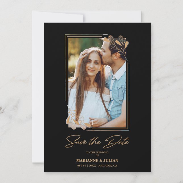 Reserve A Data Ouro Falso de luxo Ramificações de Rico Caligrafia (Frente)