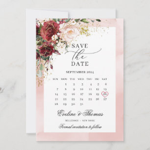 Reserve A Data Ouro floral bordômen esmagado e elegante