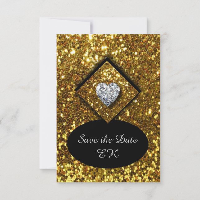 Reserve A Data Ouro Love - Save the Date (Salvar a data) (Frente)