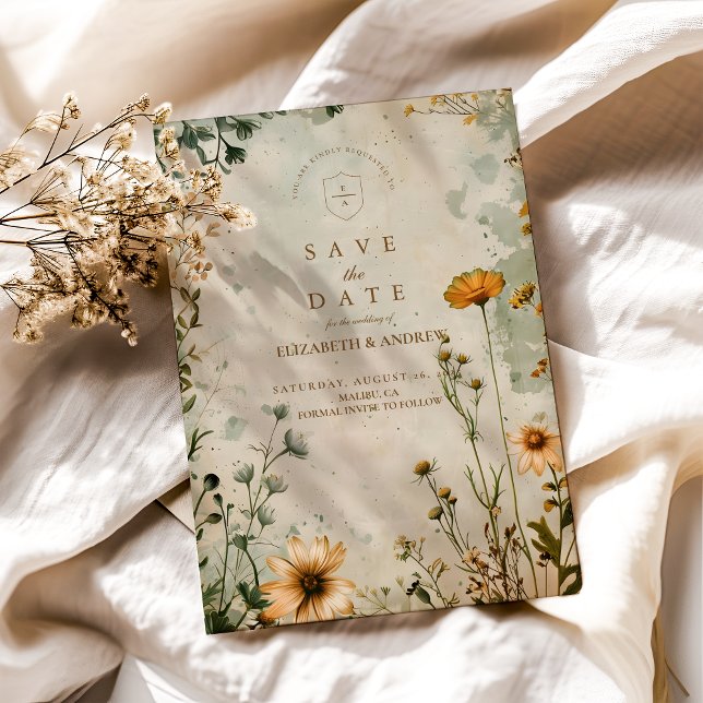 Reserve A Data Ouro Meadow Wildflower Wedding (Criador carregado)
