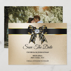 Reserve A Data Ouro preto brilho DIY foto elegante luxo chic