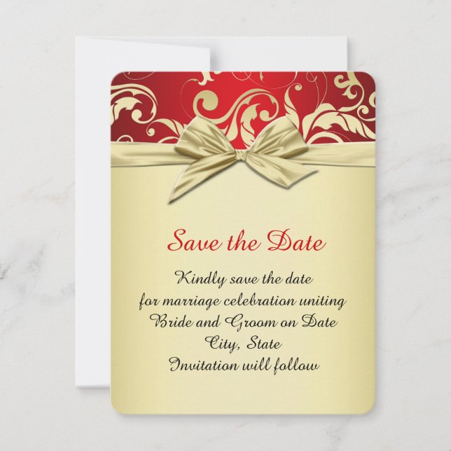 Reserve A Data Ouro Red Elegant Damask Dream Salvar data (Frente)