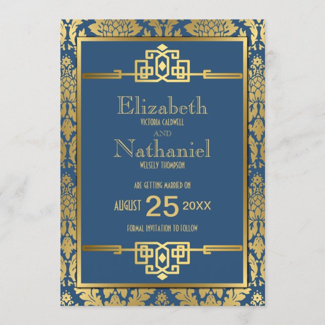 Reserve A Data Ouro Romance 1920 Art Deco Salvar a Data (Frente)