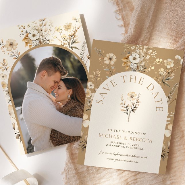 Reserve A Data Outono Boho Fotografia de Casamento de Flores Silv (Criador carregado)