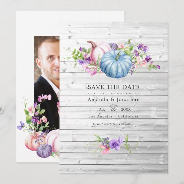 Reserve A Data Outono - Casamento Rústico de Celeiro Floral (Frente/Verso)