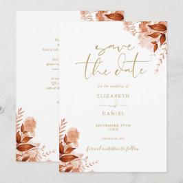 Reserve A Data Outono Dourado Floral Código QR Casamento