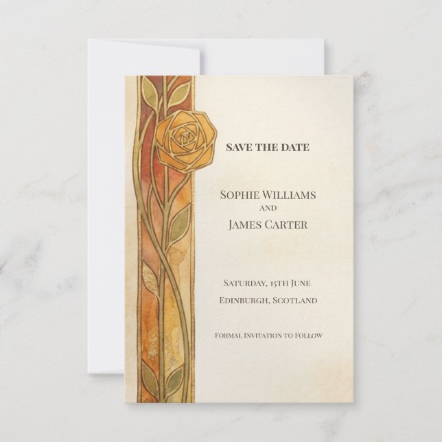 Reserve A Data Outono Dourado Nouveau Save The Date (Frente)