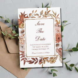 Reserve A Data Outono Floral Outonal Pêssego Marrom Ferrugem Casa