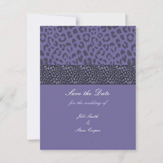 Reserve A Data Padrão de Leopardo Roxo Salve a Data (Frente)