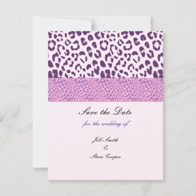 Reserve A Data Padrão de Leopardo Roxo Salve a Data (Frente)