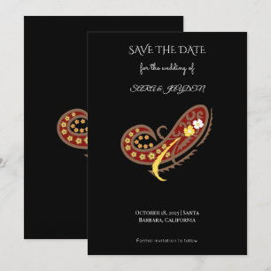 Reserve A Data Padrão de Tecido Floral – Poster de Clip Art Paisl