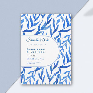 Reserve A Data Padrão Floral de Chinoiserie Azul Branco de Delft 