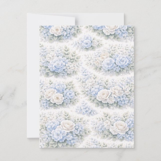 Reserve A Data Padrão Floral SoftBlue Elegante Botânico Romântico (Frente)