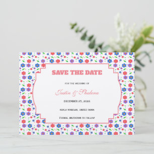 Reserve A Data Padrão Floral Vibrante em Aquarela com Flores Silv