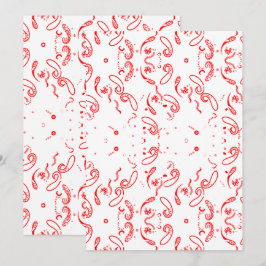 Reserve A Data Padrão Paisley Vermelho e Branco – Impressão Flora