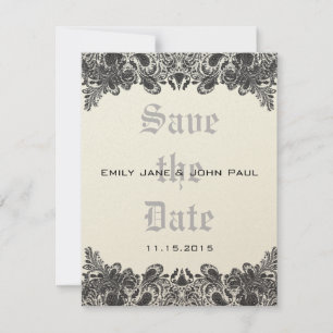 Reserve A Data Paisley Black & Ivory Casamento tema damasco Salva