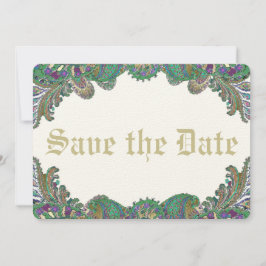 Reserve A Data Paisley Peacock Colors Casamento Salve a Data