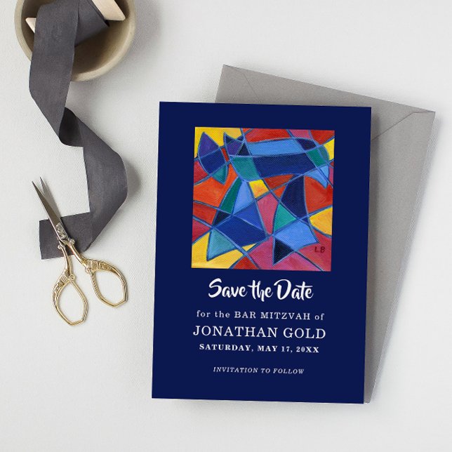 Reserve A Data Palavra Pintada Hebraica "Chai" - Vida ("Chai" Save the Date: bar mitzvah, bat mitzvah, b'mitzvah)