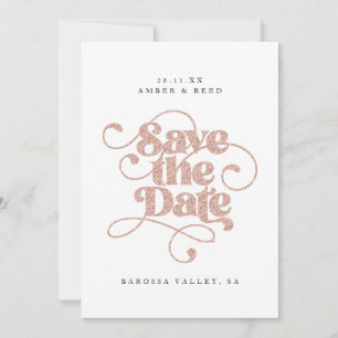 Reserve A Data Palavras de Script Elegante Rosa Dourado Faux Glit