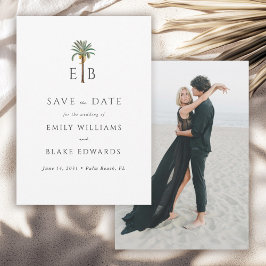 Reserve A Data Palm Logo Tropical Monogram Wedding Save the Date