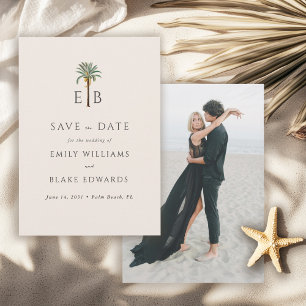 Reserve A Data Palm Logo Tropical Monograma Casamento Salve a Dat