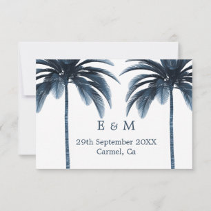 Reserve A Data Palm Tree Blue White Weding Date (Casamento Branco