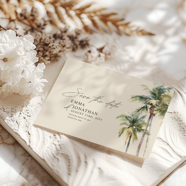 Reserve A Data Palm Tree Destination Elegant Coastal Wedding (Criador carregado)
