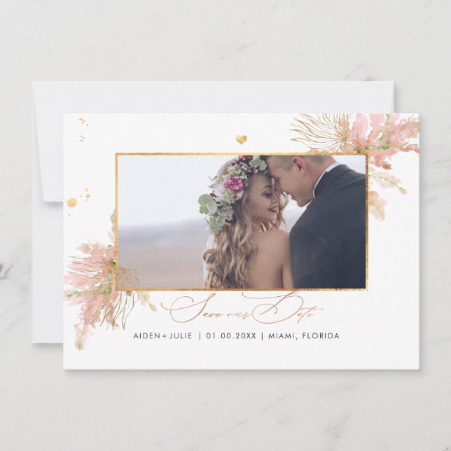 Reserve A Data Palmas de Ventiladores Douradas Pampas Rosa PixDez (Frente)