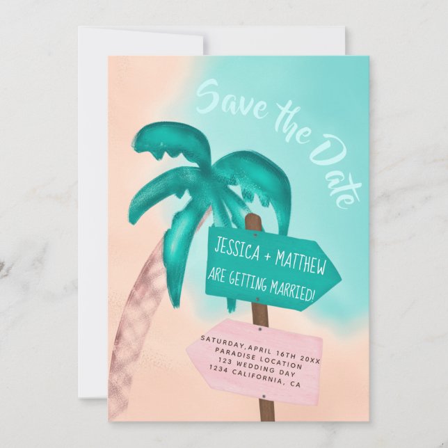 Reserve A Data Palmeira praia flecha azul tropical salvo data (Frente)