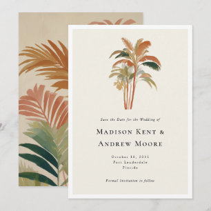 Reserve A Data Palmeiras Tropicais Aquarela Pastel Casamento Boho