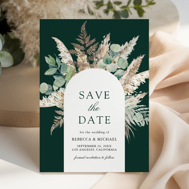 Reserve A Data Pampas Eucalyptus Arch Emerald Green Wedding (Criador carregado)
