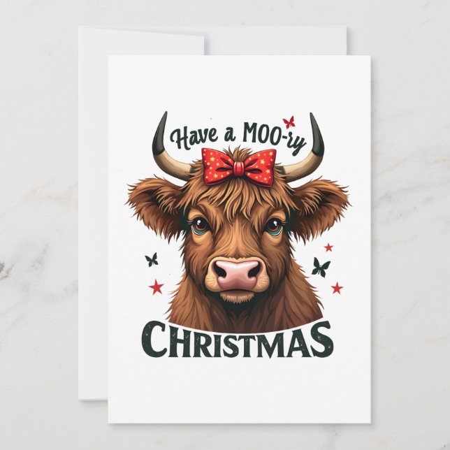 Reserve A Data Papais noeis de Visto de Vaca de Natal (Frente)