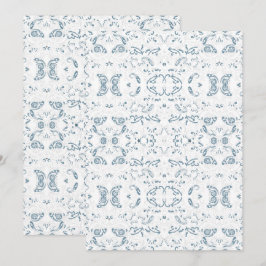 Reserve A Data Papel de Parede Floral Azul Branco – Padrão Vintag