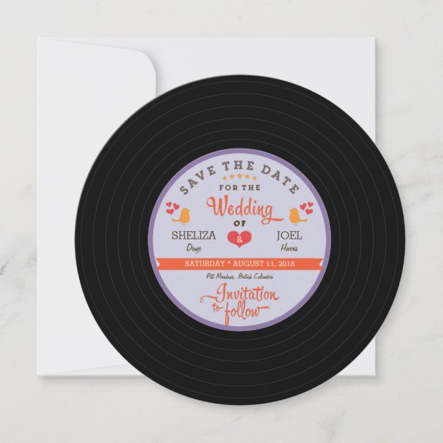 Reserve A Data Para Sheliza: Vinil Retro Disco Céu Laranja Azul (Frente)